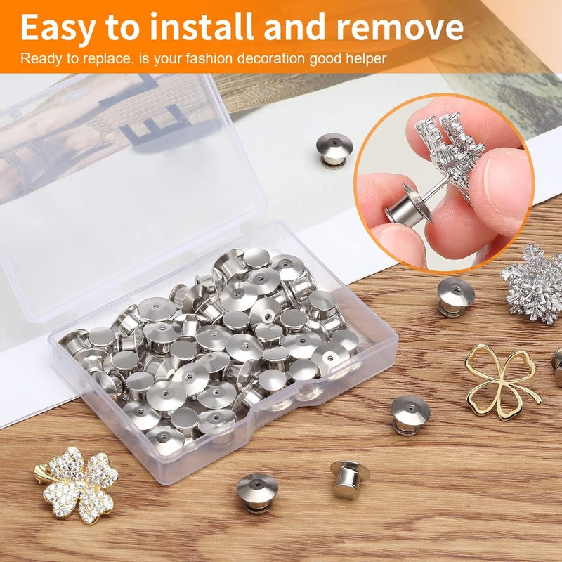 Ceryvop 50PCS Locking Pin Backs Locking Pin Keepers Clasp, Metal Pin Locks Back for Brooches Enamel Lapel Pins - Image 5